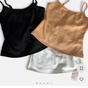 Women's Black, Tan, and White Camisole Tops